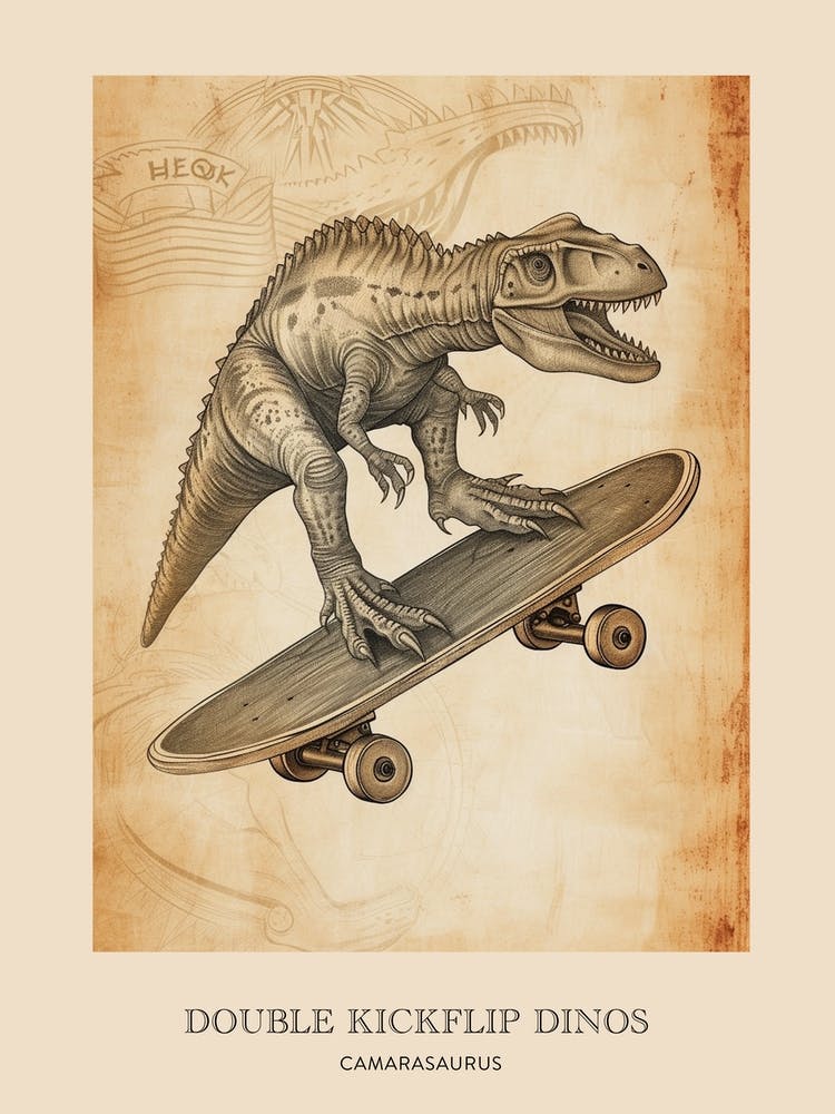 Camarasaurus Vintage Dinosaur Poster 2