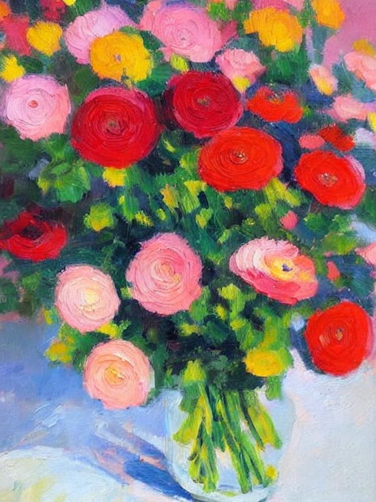 Ranunculus Floral Abstract Block Colour 2 Flower