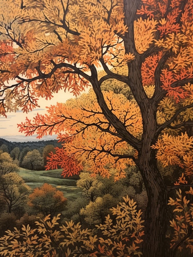 Black Ash 3 Vintage Autumn Tree Print 