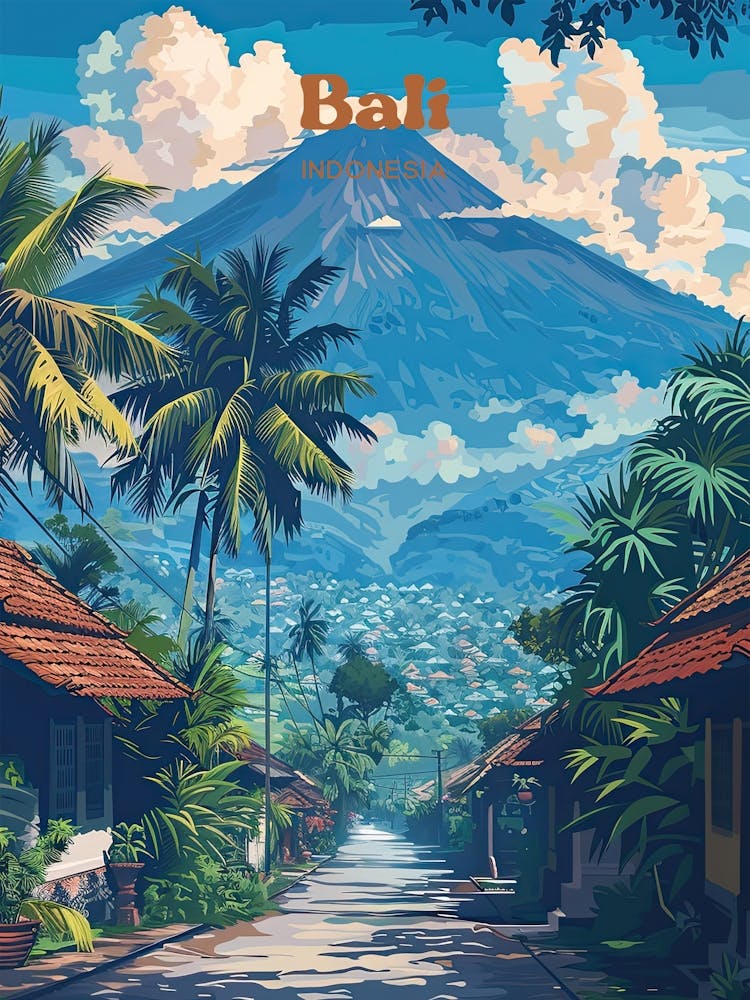 Bali Indonesia Town Travel Art