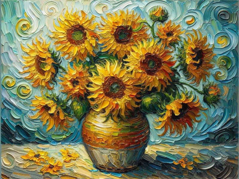 Sunflowers On Blue, Van Gogh (4) 1