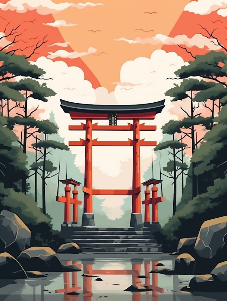 Torii Gates Japanese Illustration 11