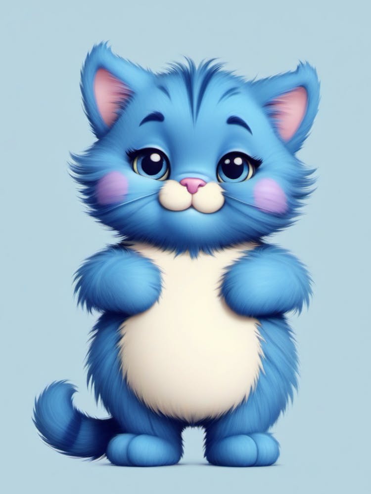 blue cute cat, pink cheeked cat