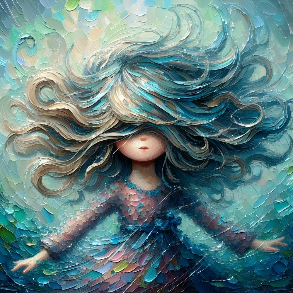 Dreamy Rainstorm Mystery Girl 2 Oil Painting