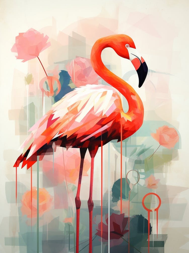 Bird Painting Collage Greater Flamingo 1