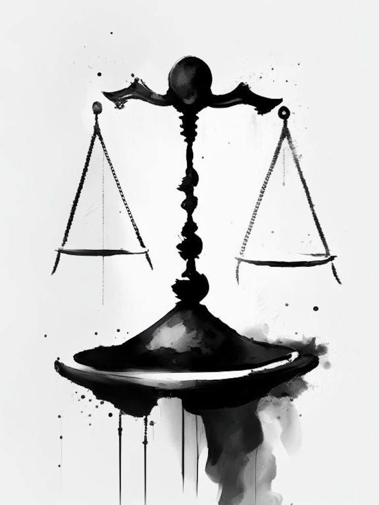 Balance Scale 1, Symbol Black And White Painting