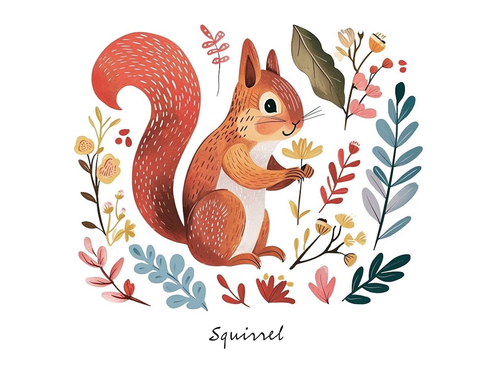 Little Floral Squirrel 1 Poster
