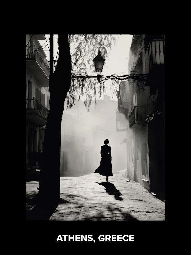Poster Of Athens, Greece, Mediterranean Black And White Photography Analogue 4