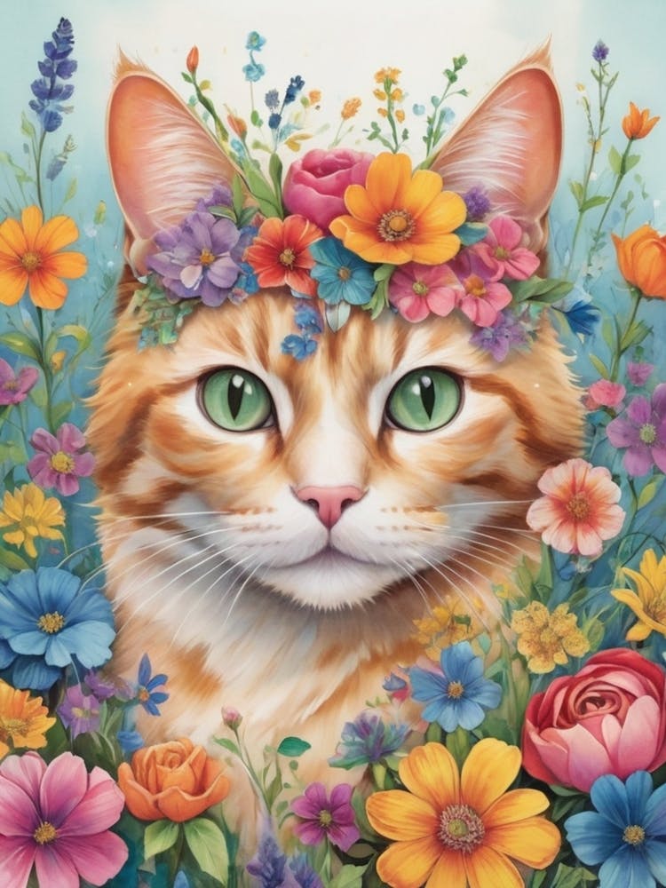 Cat With Flowers 8