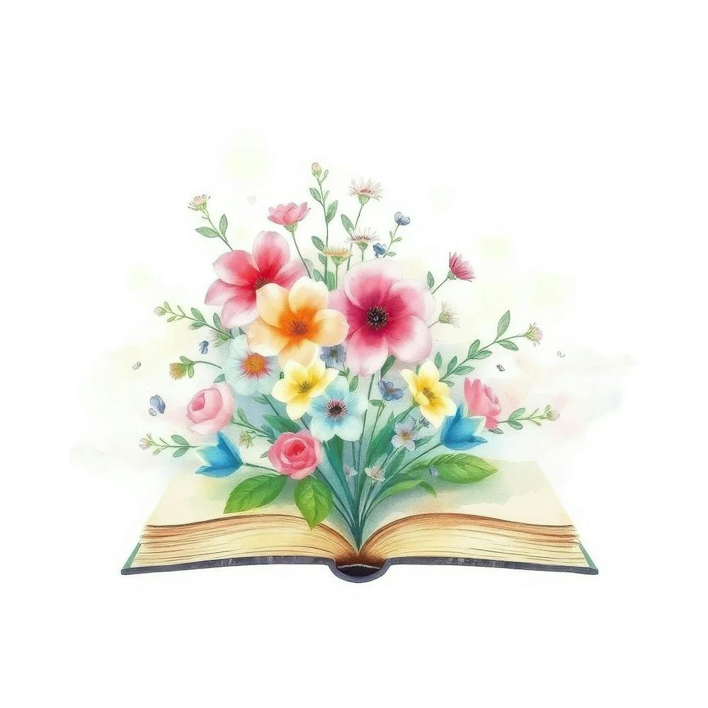 Open Book With Flowers 3
