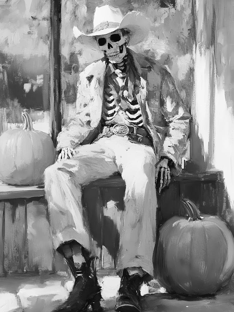Skeleton Sitting On Porch