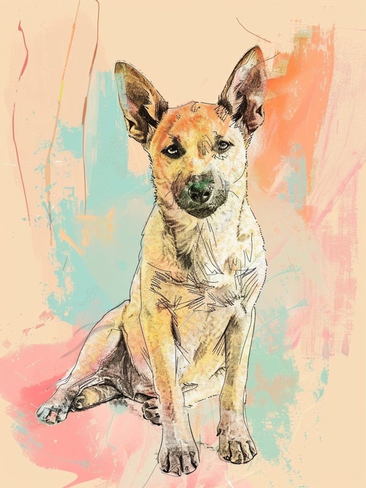 Colourful Portuguese Podengo Pequeno Dog Abstract Line Illustration 2