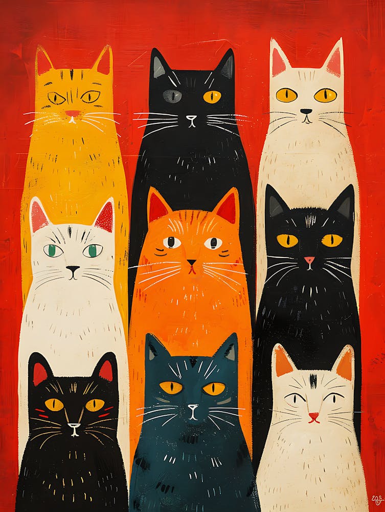 Beautiful Painting Funky Cats 18
