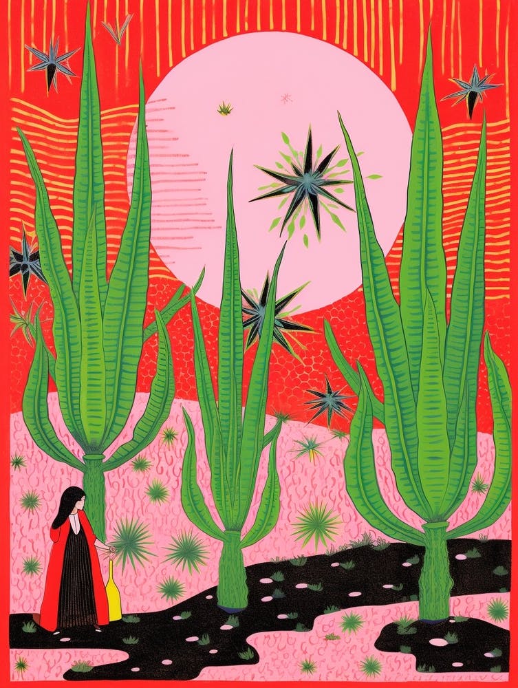 Pink And Red Plant Illustration Aloe Vera 3