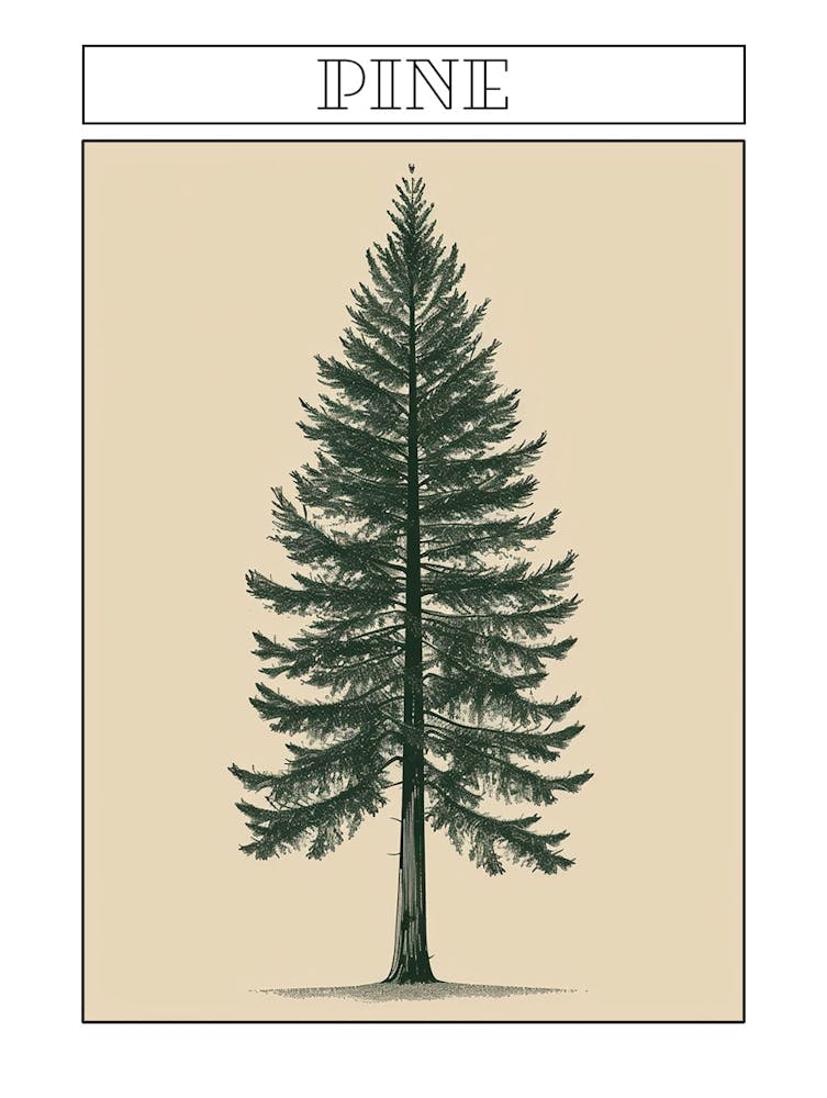 Pine Tree Minimalistic Drawing 4 Poster