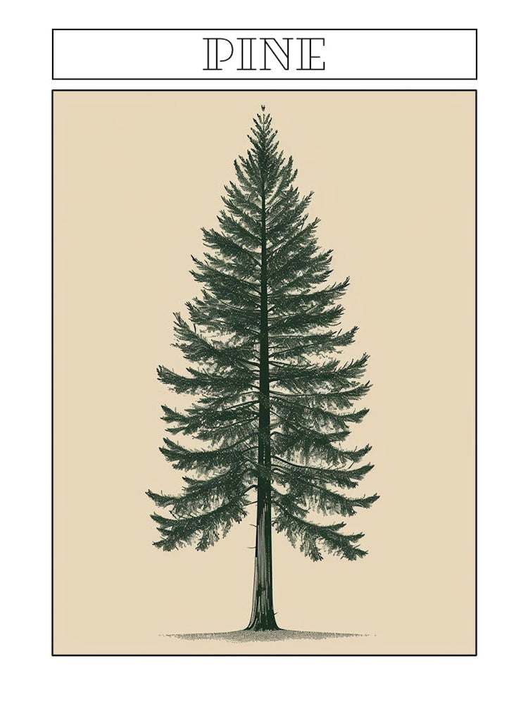 Pine Tree Minimalistic Drawing 4 Poster