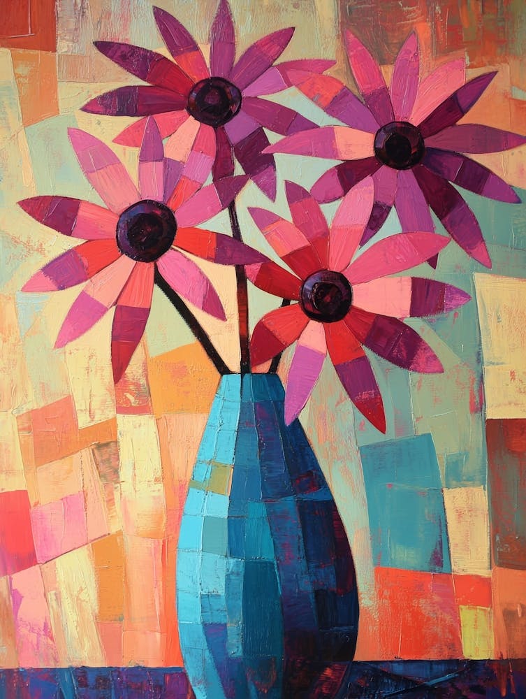 Daisies In A Blue Vase 1