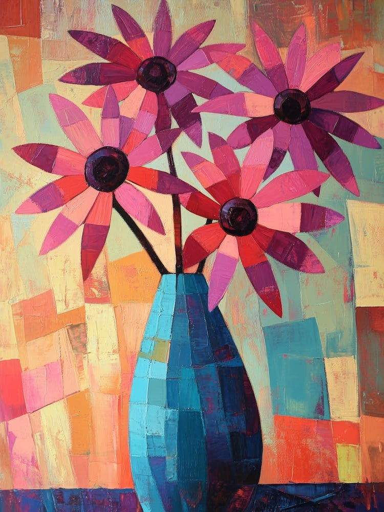 Daisies In A Blue Vase 1