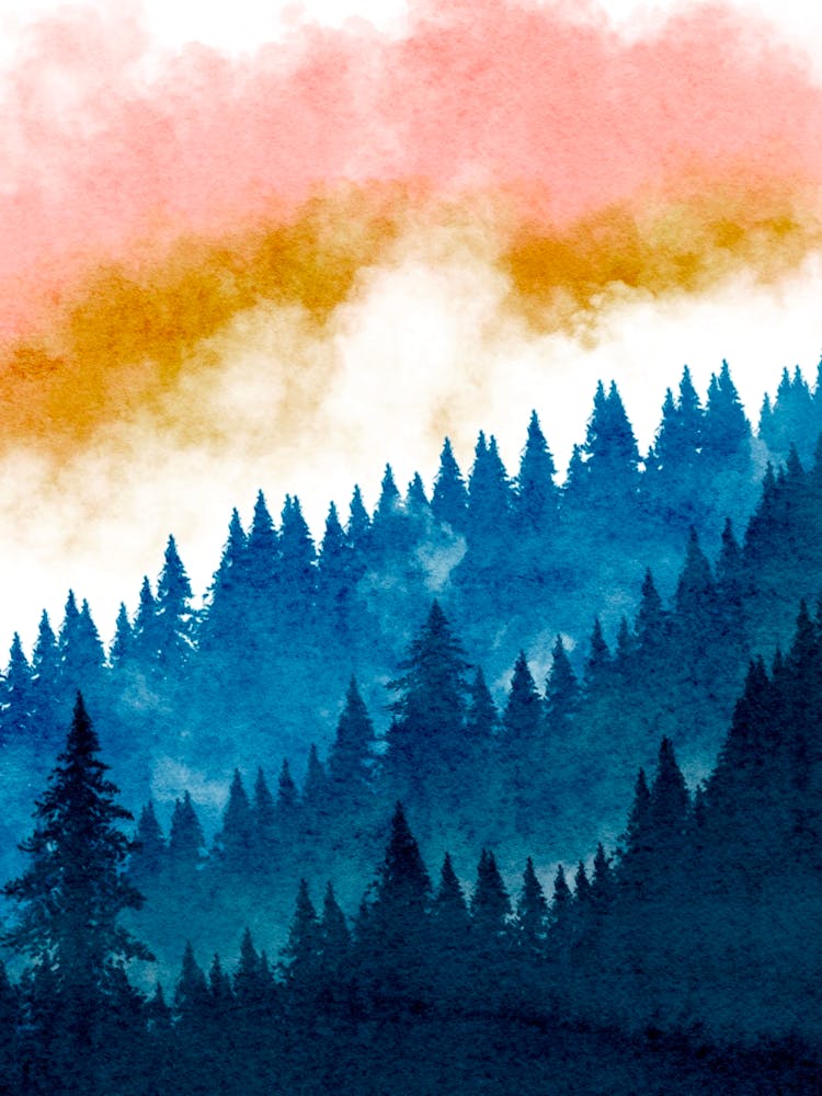 Watercolor Of A Forest
