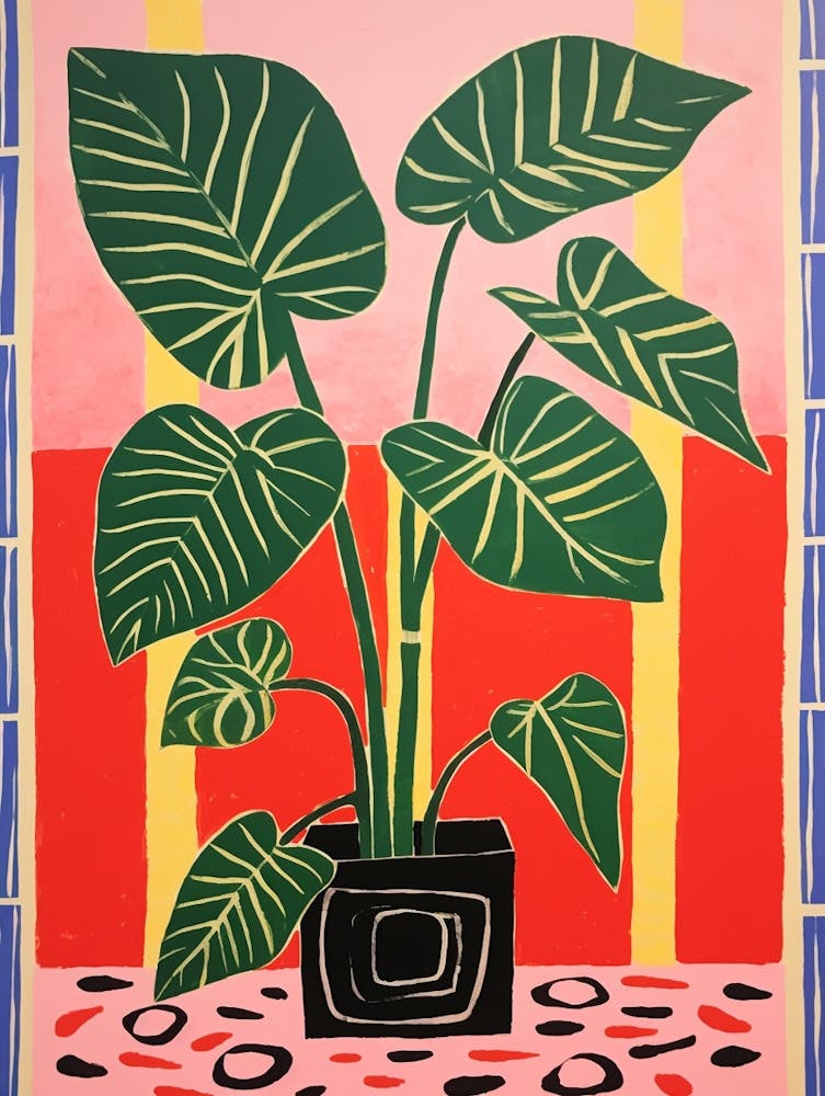 Pink And Red Plant Illustration Monstera 3