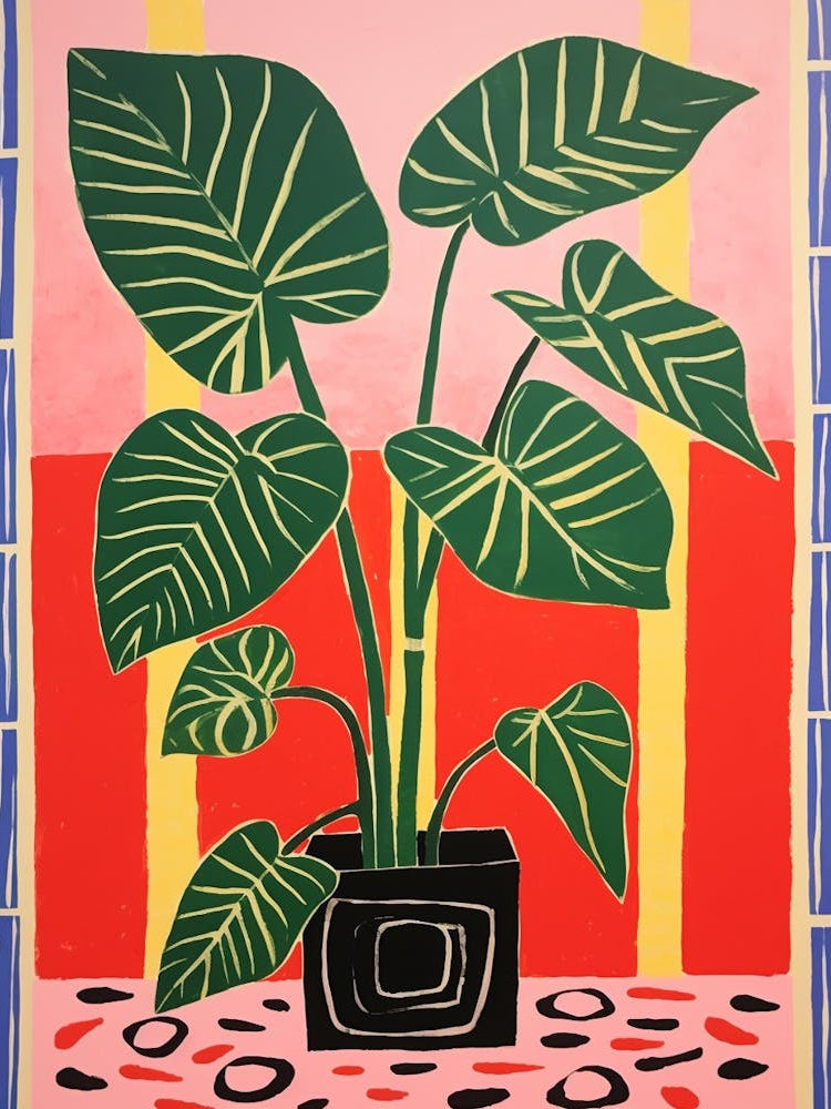 Pink And Red Plant Illustration Monstera 3