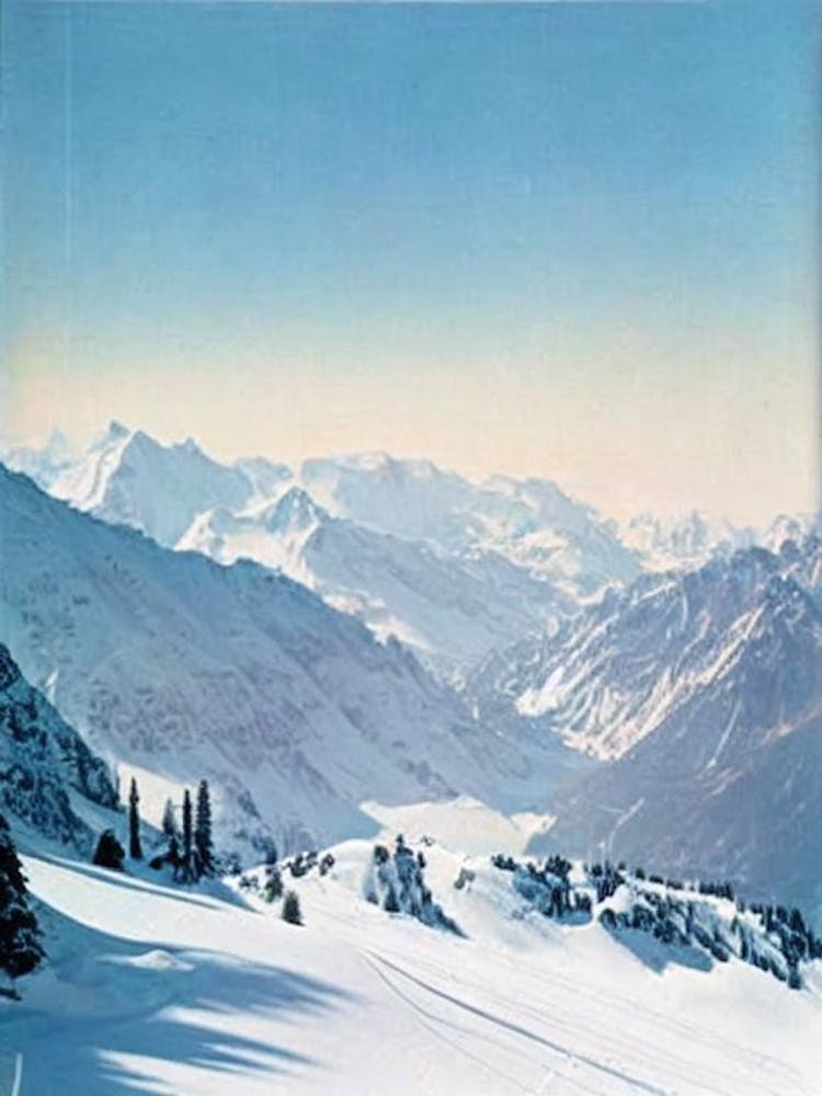 Courmayeur, Italy Vintage Skiing Poster