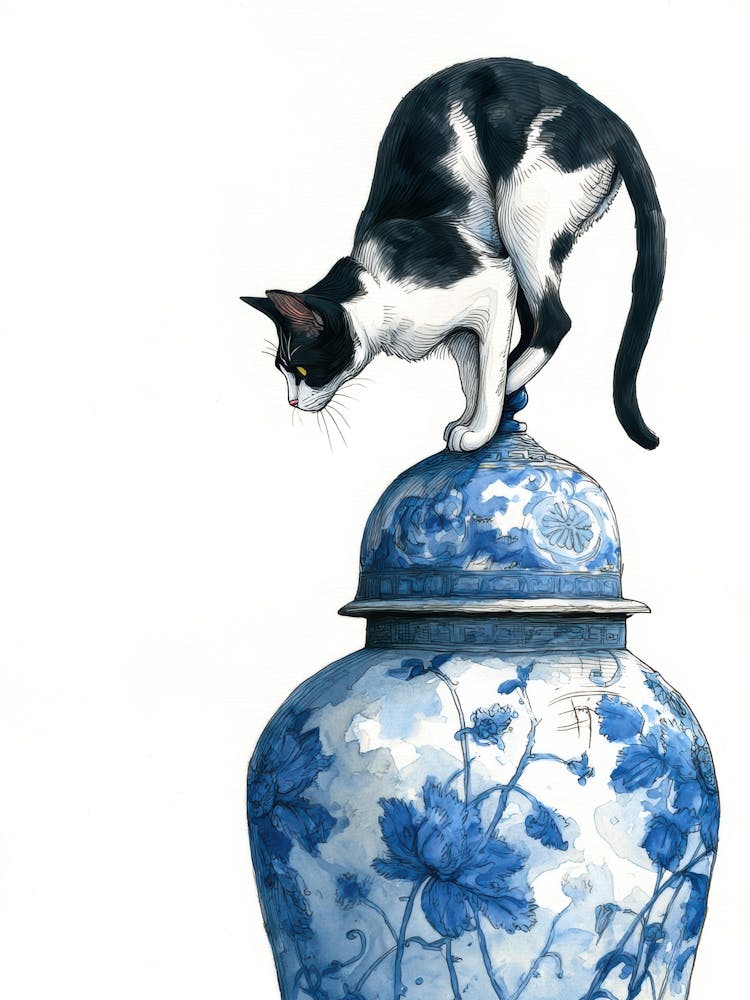 Cat On Vase