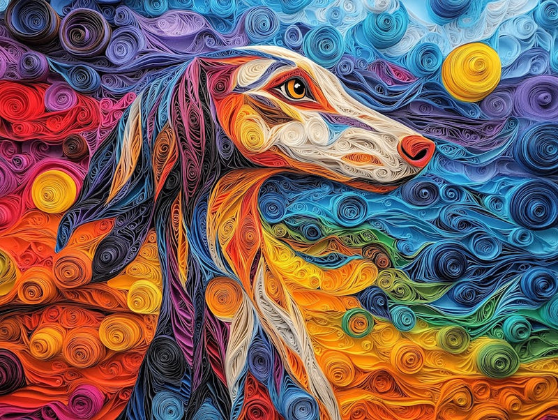 Saluki Paper Quilling Dog Portrait