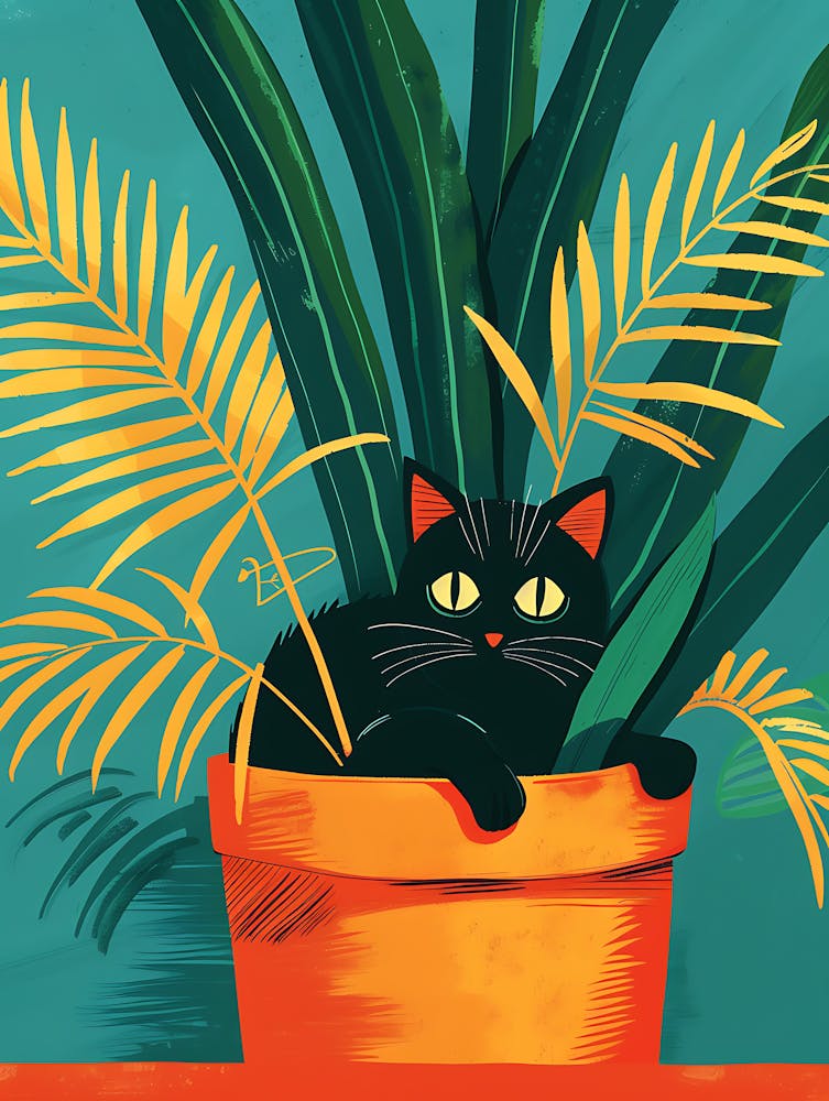 Cute Black Cat in a Plant Pot 19