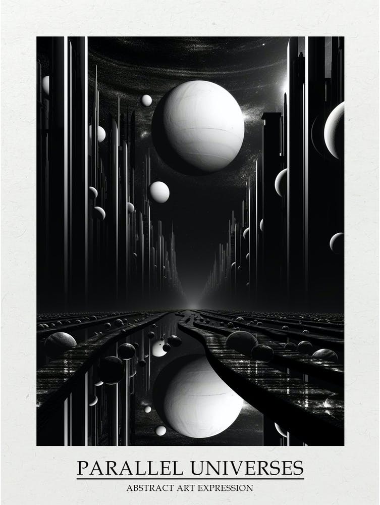 Parallel Universes Abstract Black And White 2 Poster