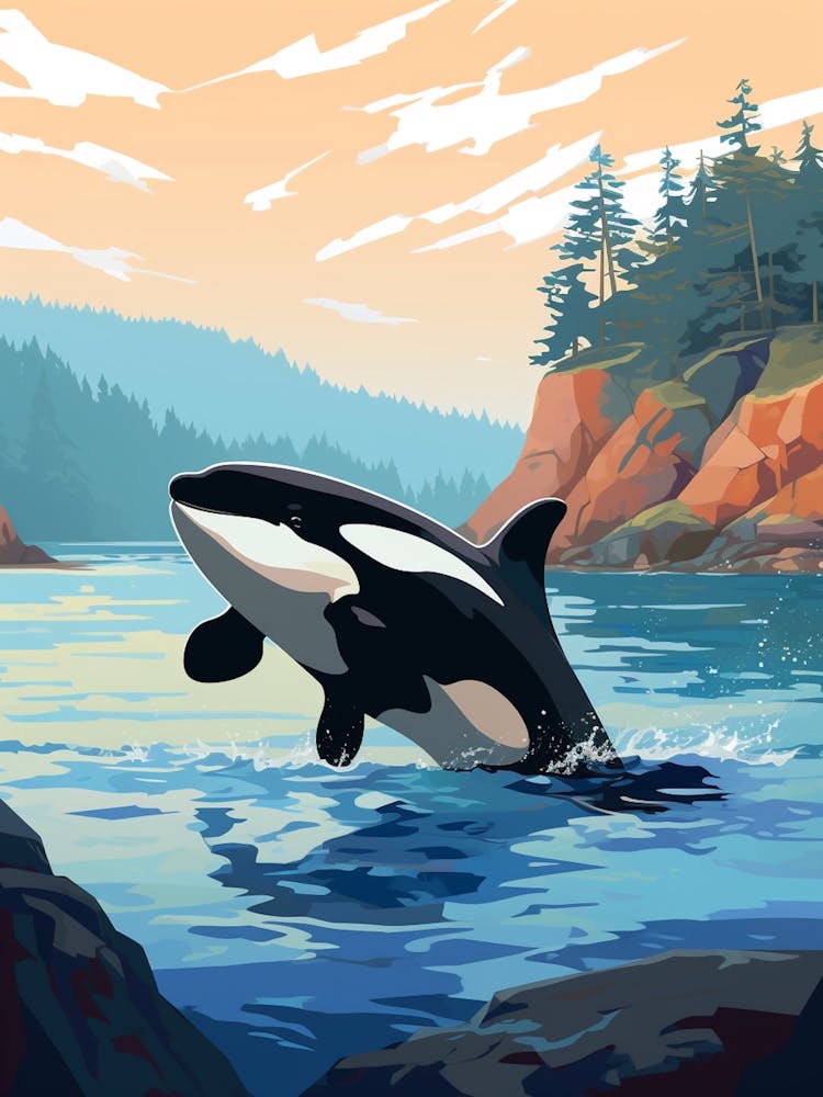 Orca Whale By Rocky Coastline2