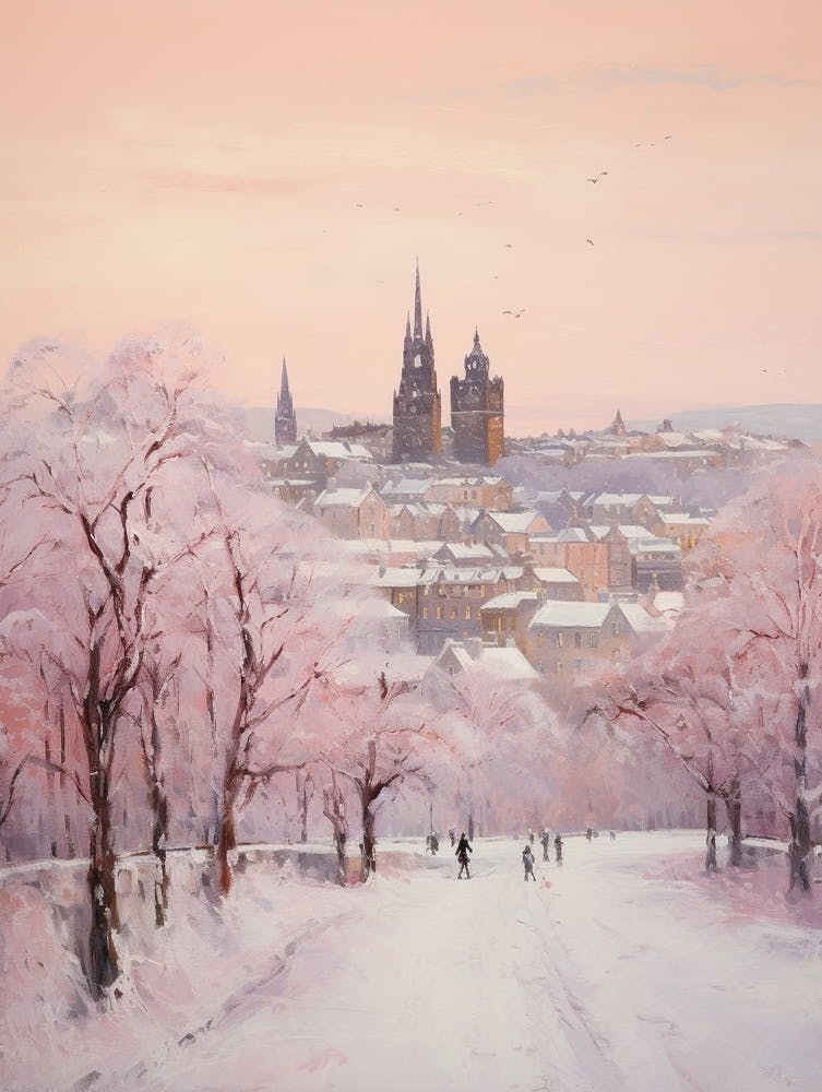 Dreamy Winter Painting Edinburgh Scotland 1