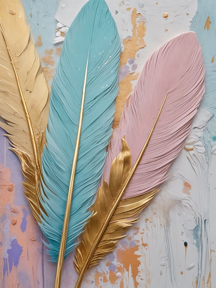 Pastel Painted Feathers no2