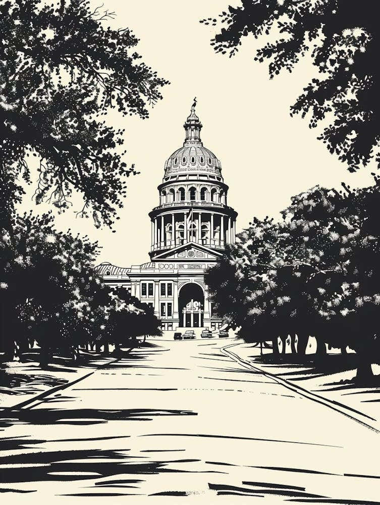 Duotone Illustration The Austin Texas State Capitol Austin Texas 1
