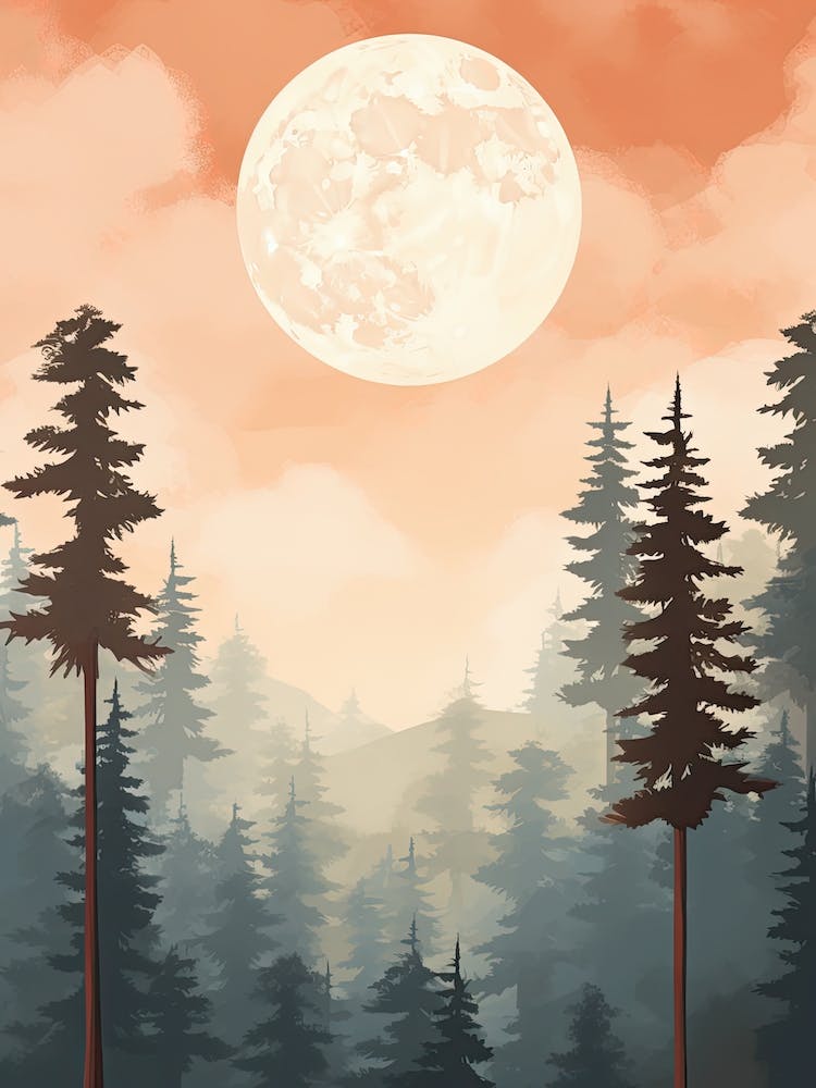 Watercolour Of Olympic National Forest   Washington Usa 1