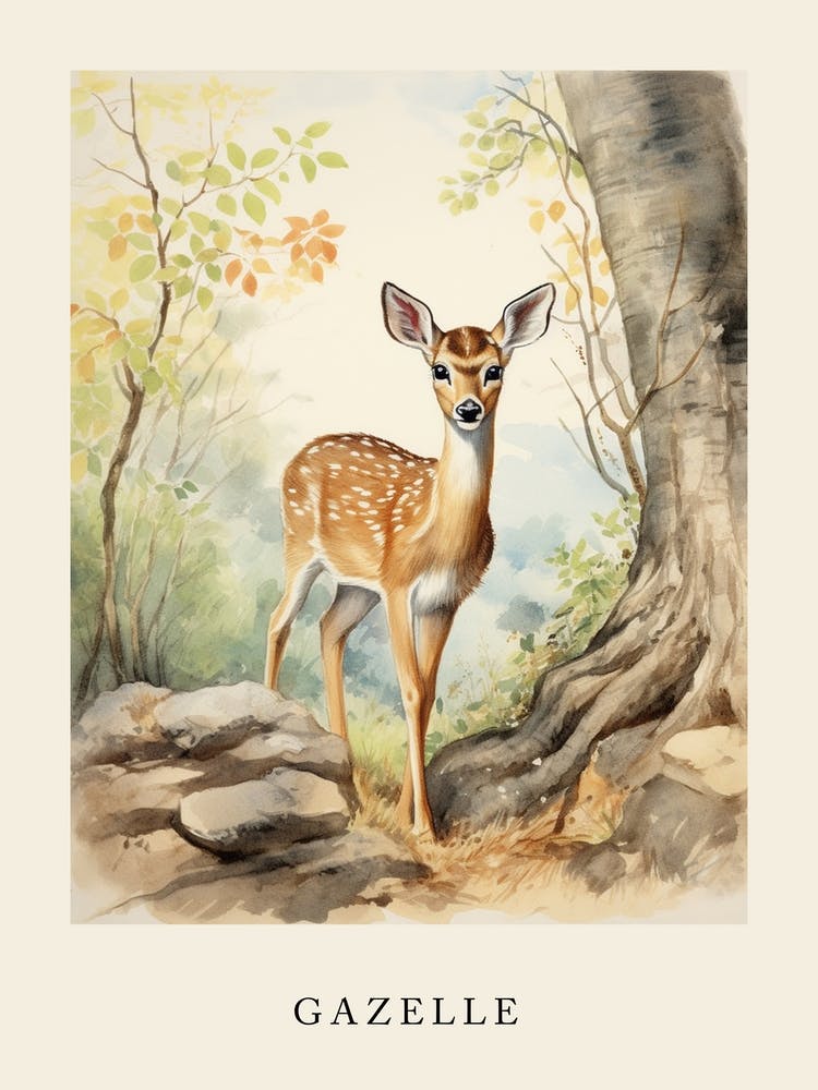 Beatrix Potter Inspired  Animal Watercolour Gazelle 4