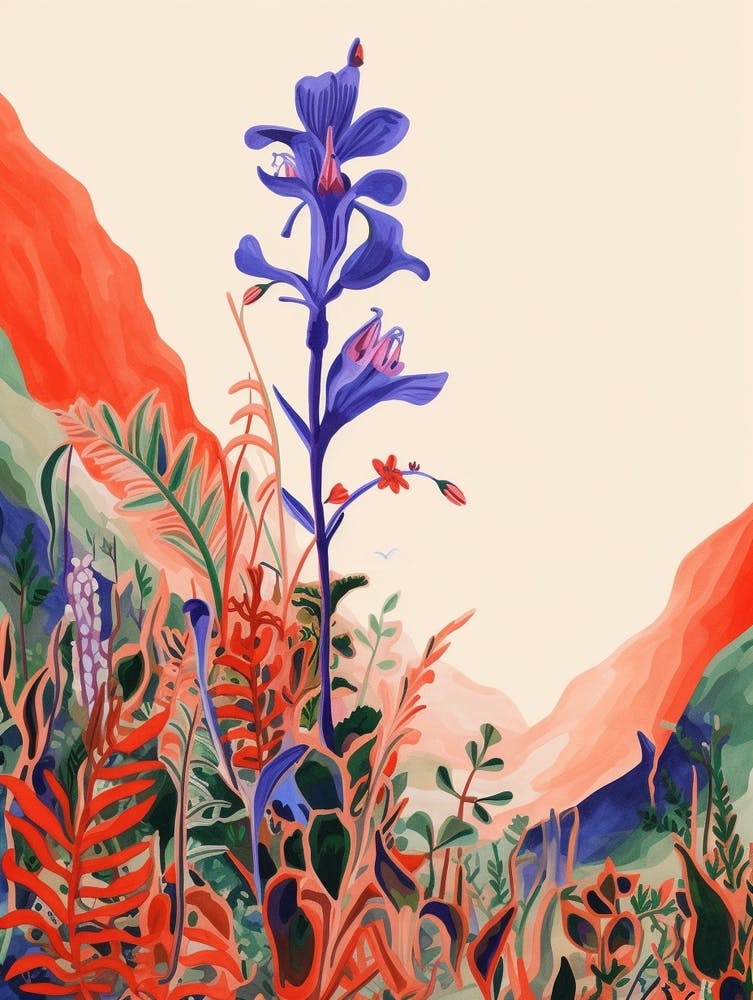 Boho Wildflower Painting Great Lobelia 1