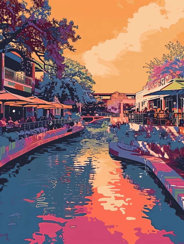 Duotone Illustration Red River Cultural District Austin Texas 3
