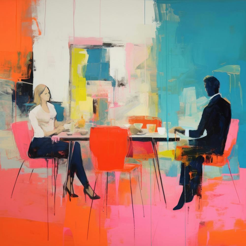 Two People At A Table