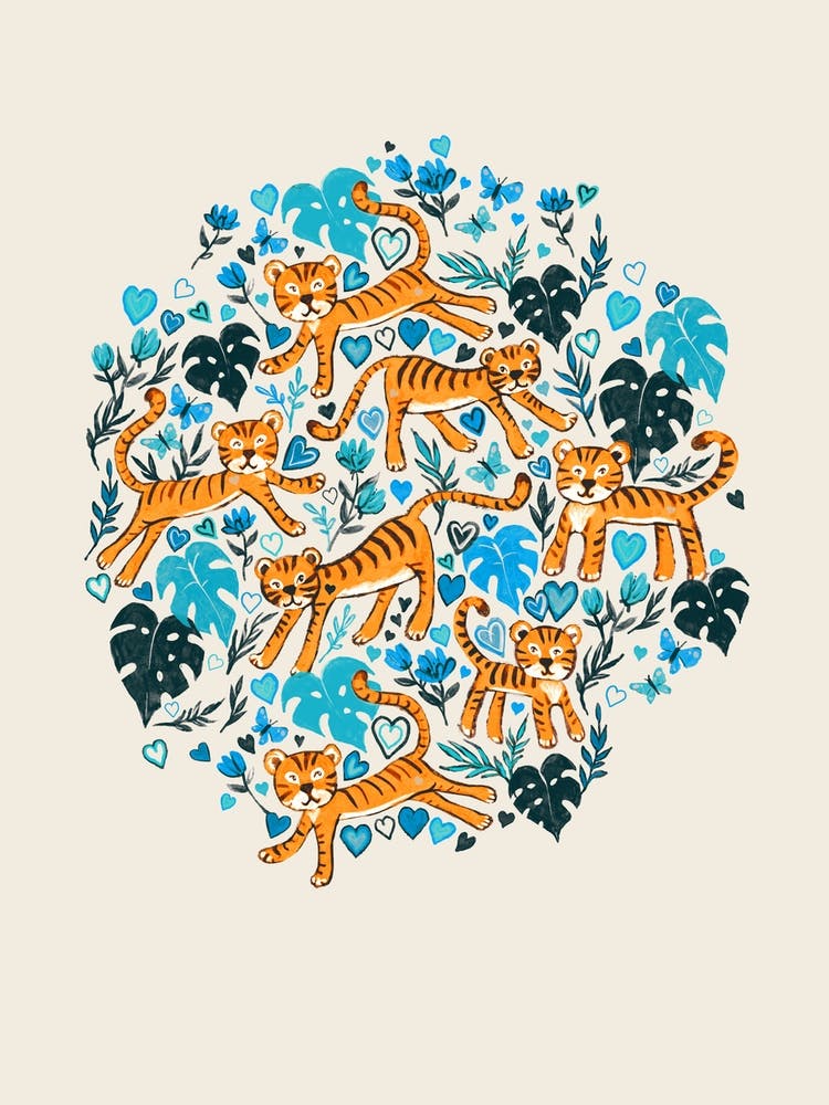 Joyeuse Saint-Valentin Tigres En Bleu