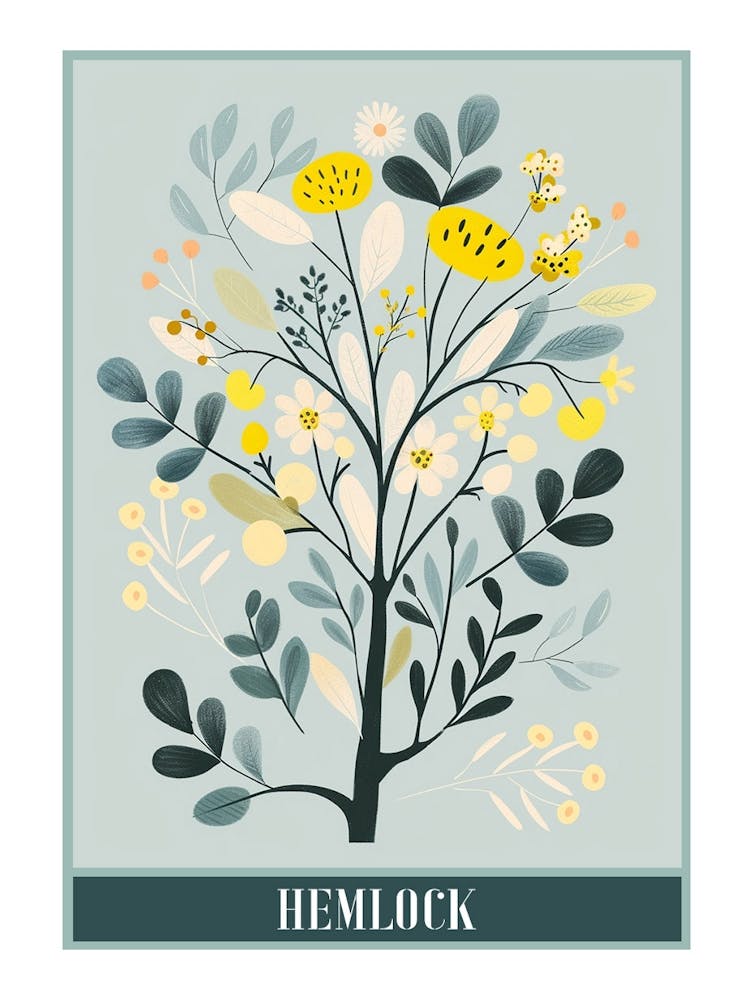Hemlock Tree Flat Illustration 3 Poster
