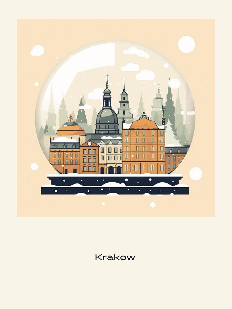 Krakow Poland 2 Snowglobe Poster