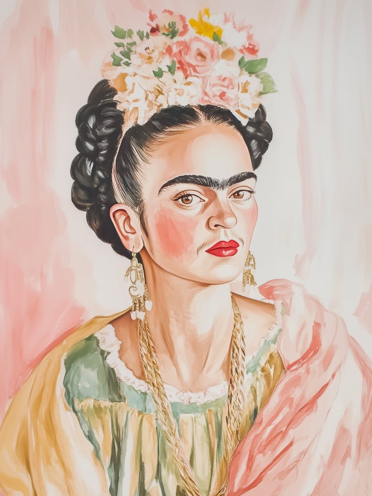 Pastel Frida Portrait