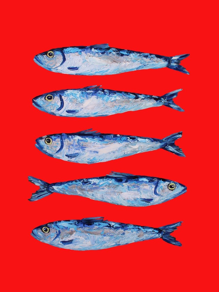 Sardines on Berry Red