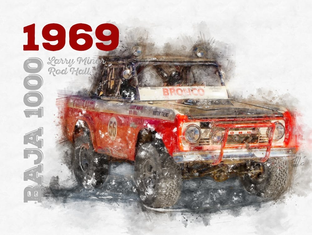 Baja 1000, Larry Minor, Rod Hall, Ford Bronco, 1969