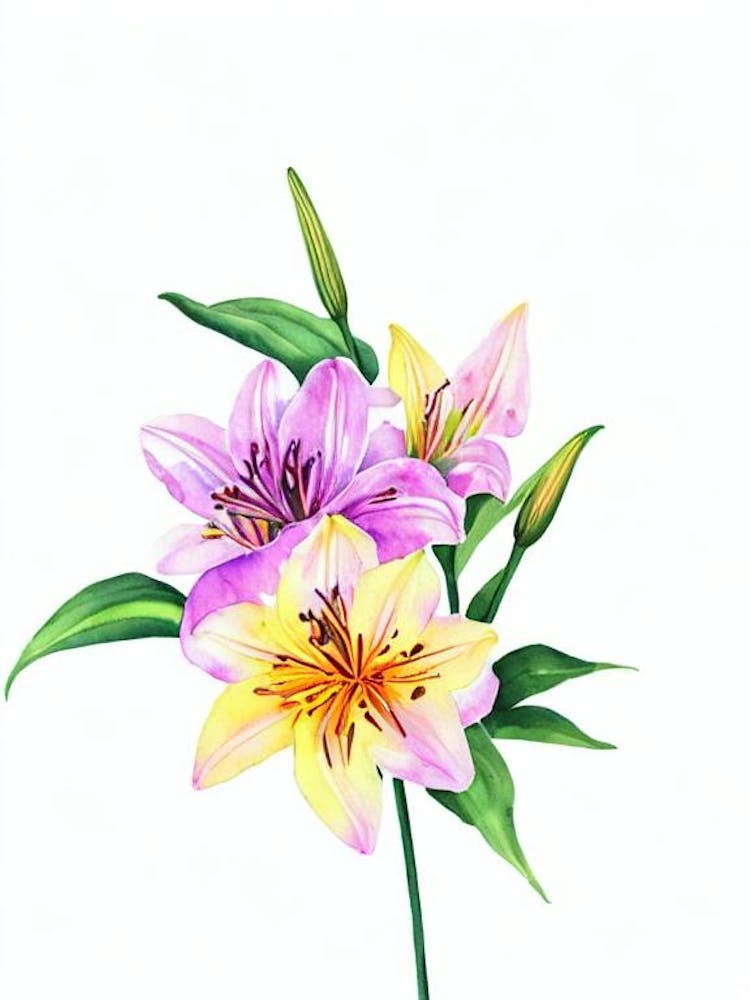 Lilies Watercolour Flower
