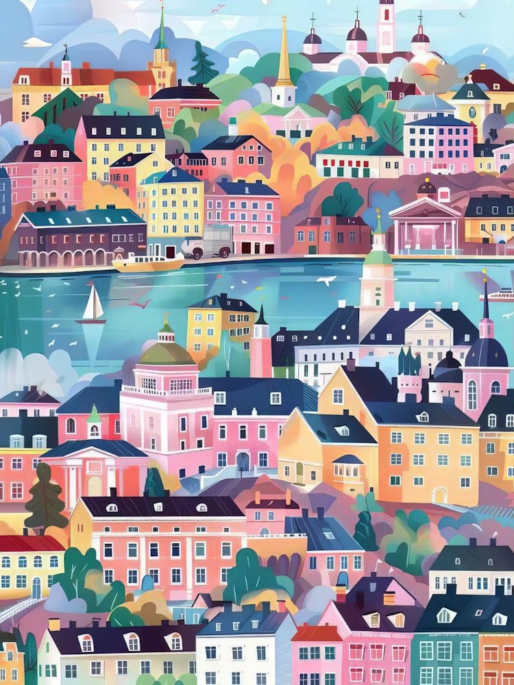 Finland Print Finland Illustration Helsinki Travel Poster Helsinki Print Finland Nostalgia Print Finland Gift Helsinki Traveler Gift