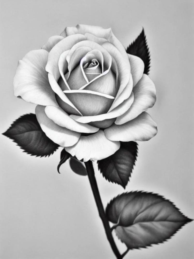 Rose B&W Pencil 1 Flower