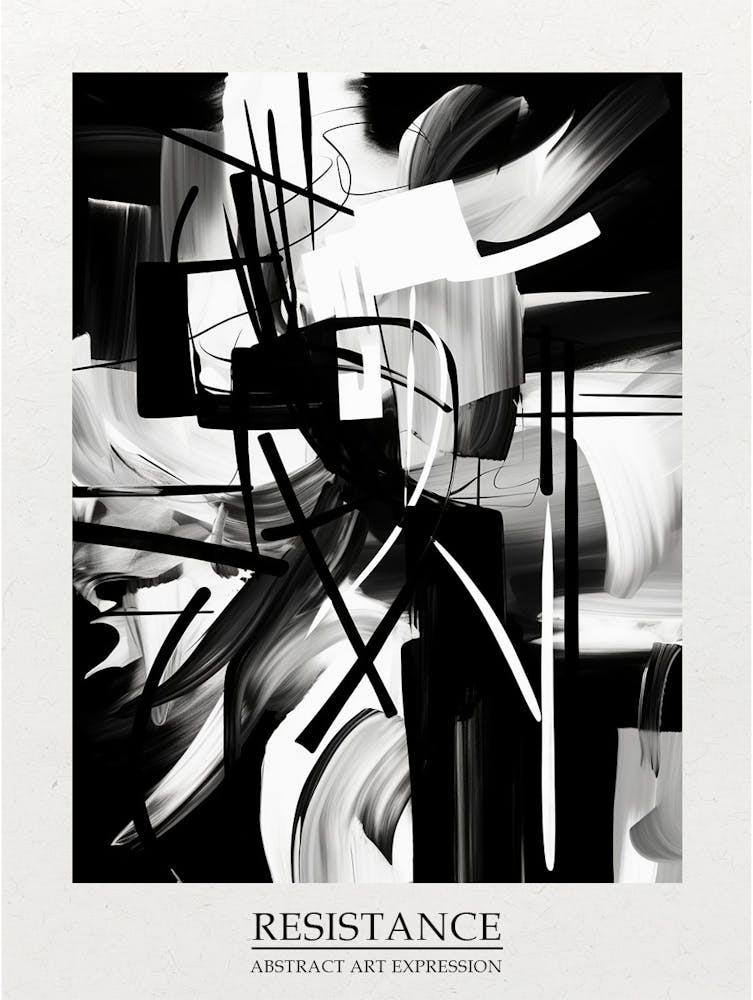 Resistance Abstract Black And White 4 Poster