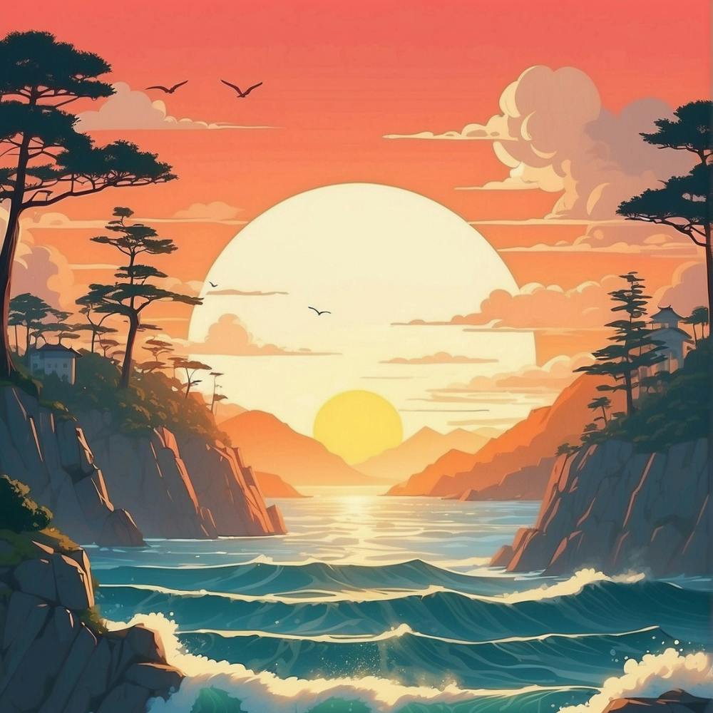 Sunset Over The Ocean